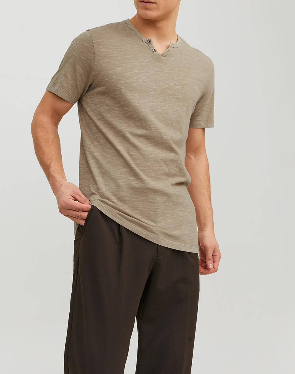 JACK&JONES JJESPLIT NECK TEE