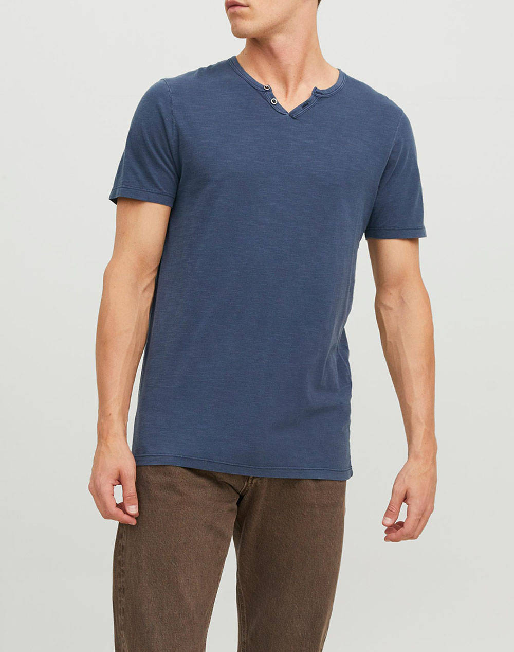 JACK&JONES JJESPLIT NECK TEE