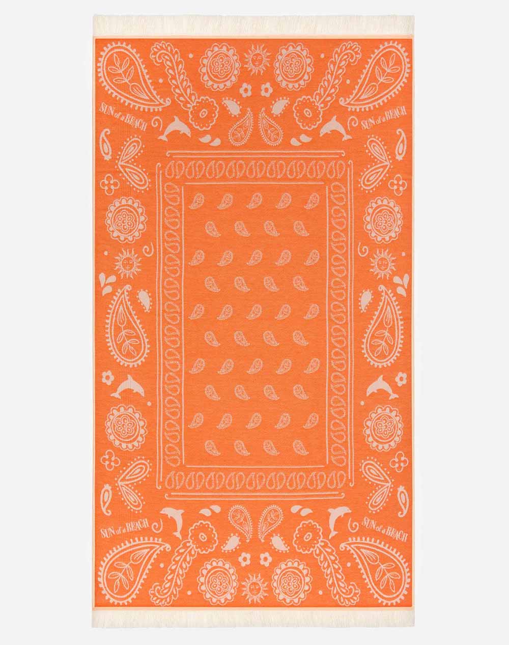 SUN OF A BEACH Bandana Orange | Feather Beach Towel (Rozměry: 95 x 160 cm)