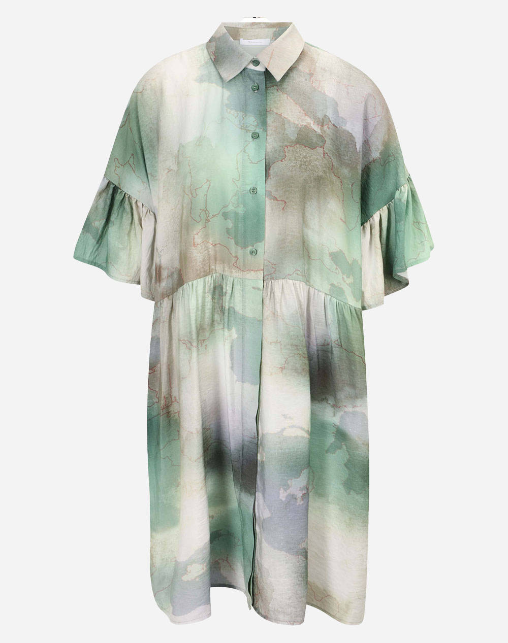 TAMARIS CLAMECY Gathered Shirt Dress AOP&Solid