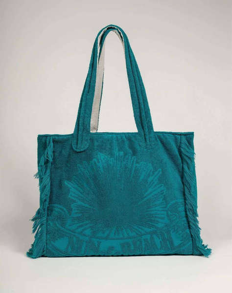 SUN OF A BEACH Just Teal | Terry Tote Beach Bag (Rozměry: 40 x 44 x 17 cm)