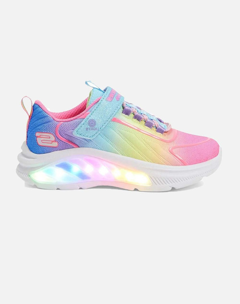 SKECHERS Lighted Bungee & Strap Sneaker W/ Ombre Rainbow Upper
